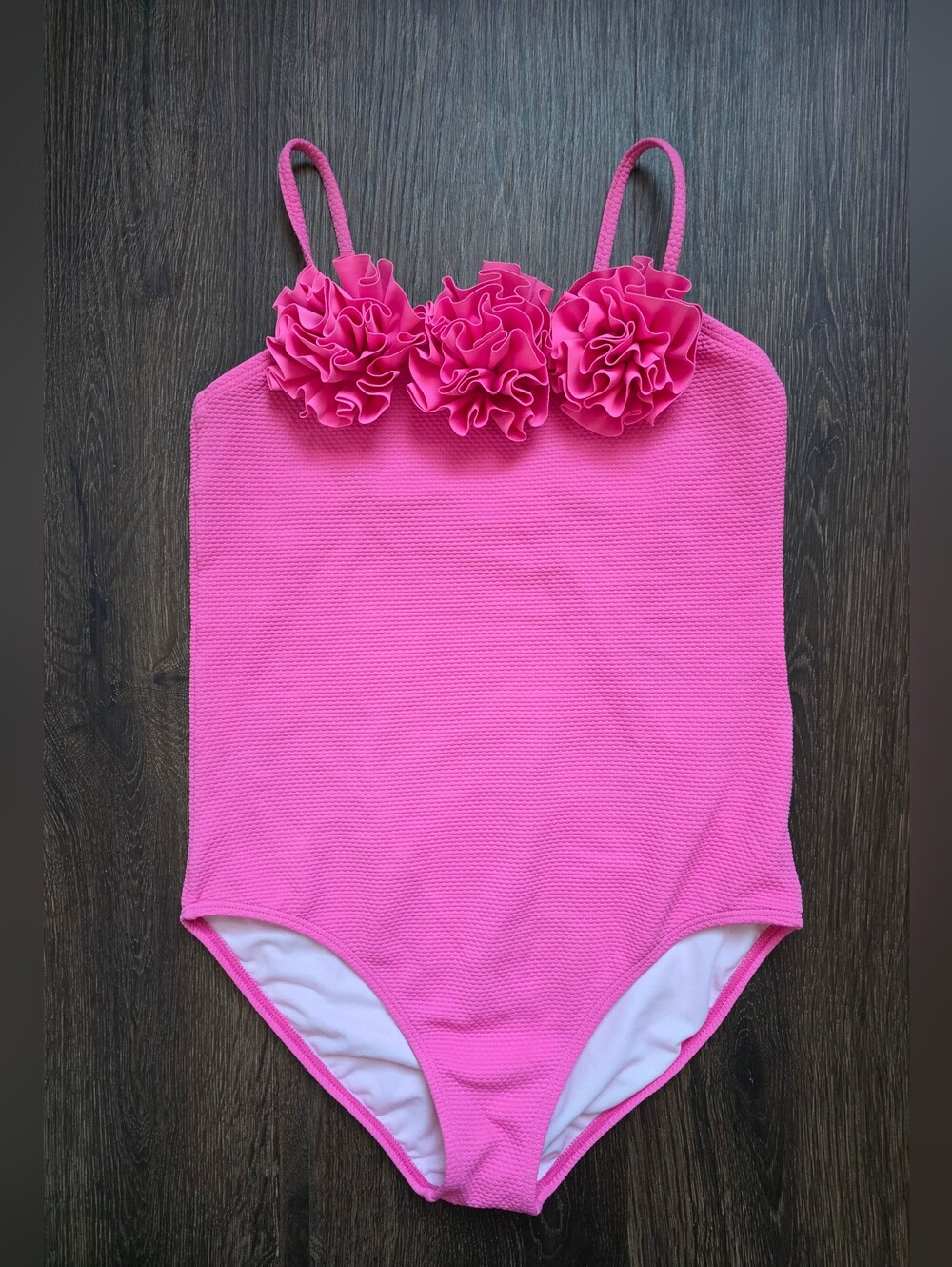 Janie & Jack pink large rosette swimsuit